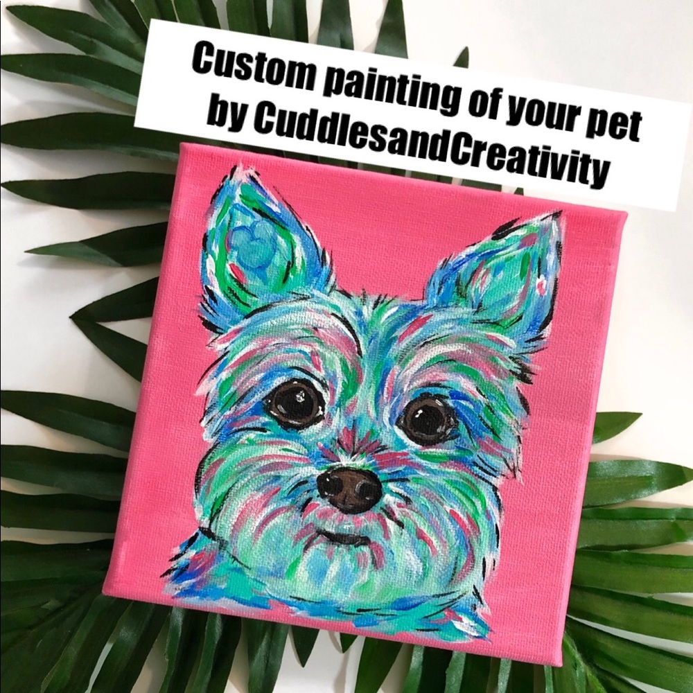 CUSTOM tropical style pet portrait shelf 6x6
